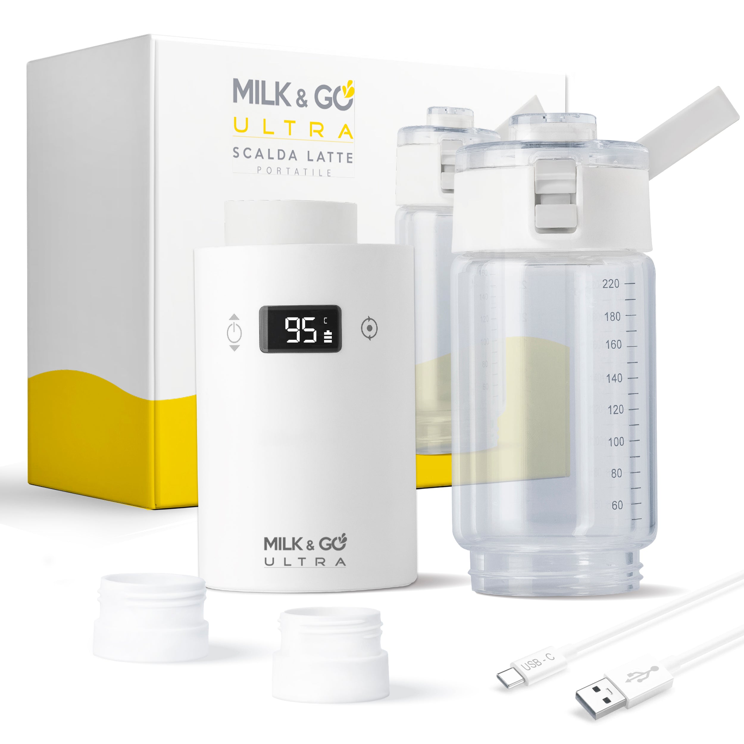 DAHEMA Milk & Go ULTRA il migliore scaldabiberon portatile, USB senza fili con boccia termica. per latte in polvere e liquido con batteria. scaldabiberon portatile VEO