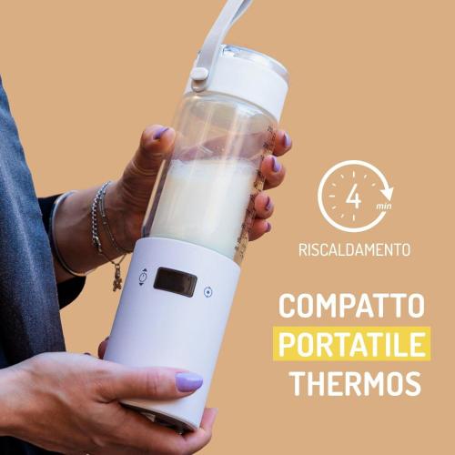 DAHEMA - Milk & Go ULTRA - Scaldabiberon Portatile da Viaggio con Boccia Termos Integrata - Auto-Sterilizzante. Ricaricabile a Casa, in Auto e con Power Bank.